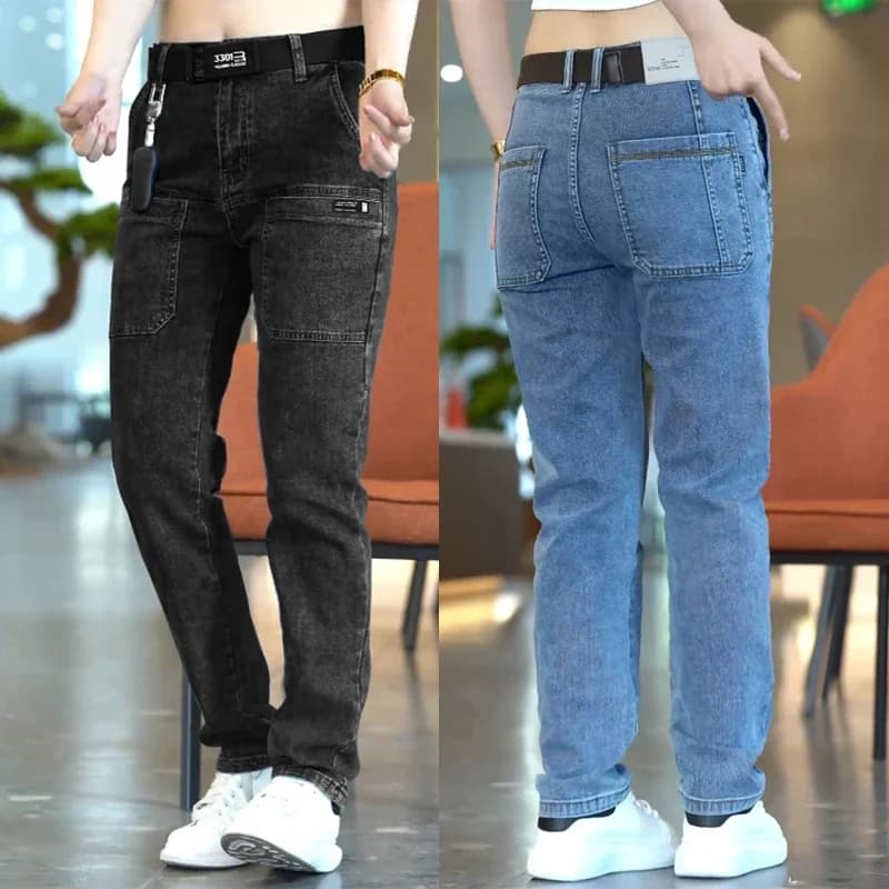 2024 nuovi Jeans Slim da uomo elasticizzati moda tasche Multiple pantaloni in Denim vestiti maschili pantaloni Boyfriend Streetwear