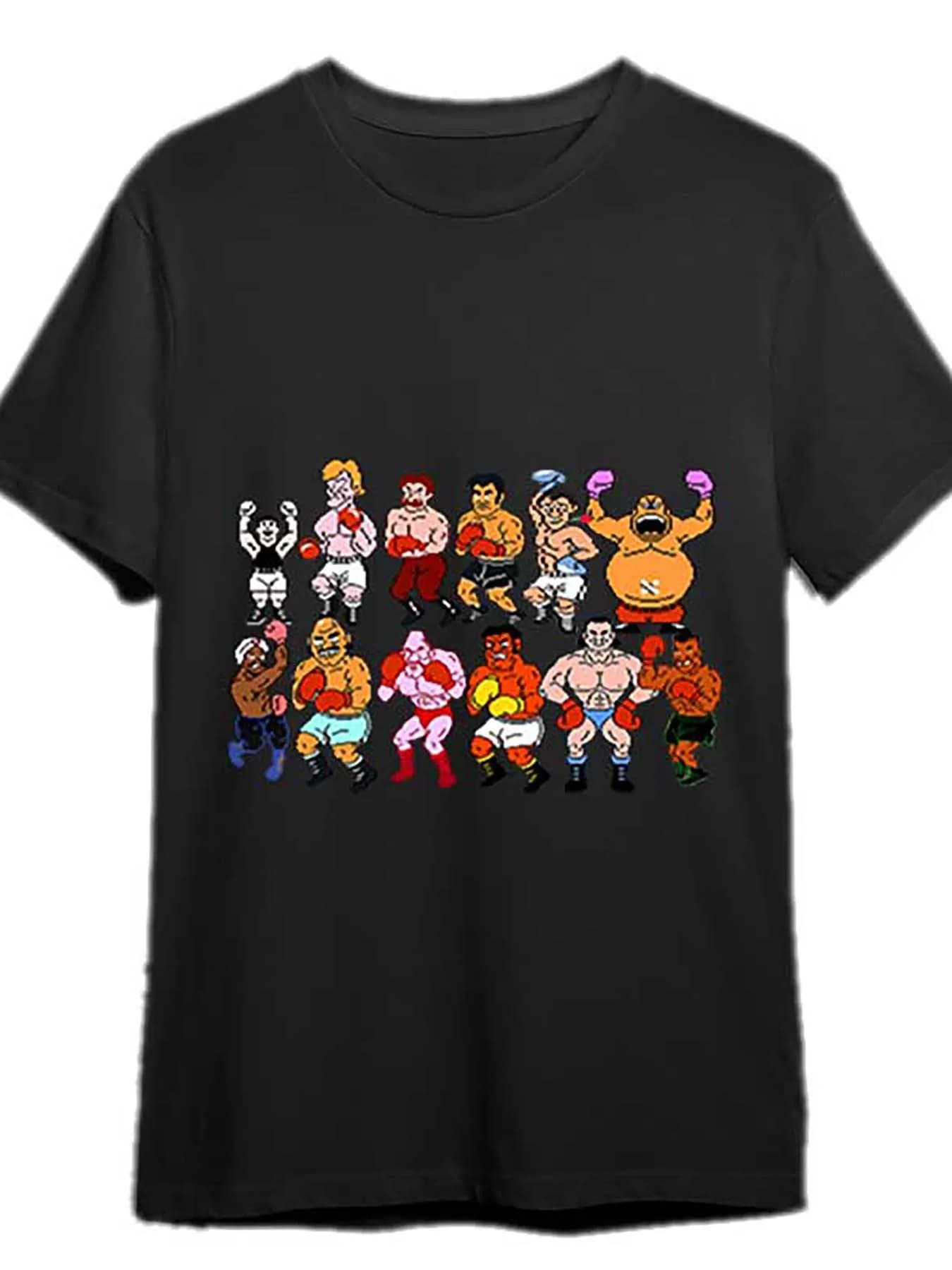 Men's T-shirt with classic boxing print, funny short sleeve cotton t-shirt with graphics, men's t-shirt in cotton with classic boxing print