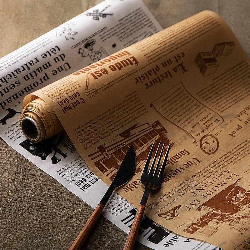 25 pezzi di carta pergamena Kraft vintage francese, giornale marrone, carta cerata per pane tostato, confezione alimentare per bambini, carta oleata antiaderente