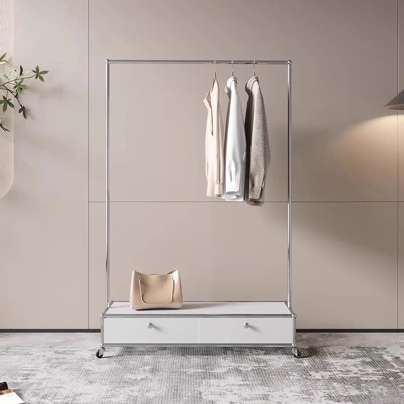 coat rack simple floor-to-ceiling bedroom light luxury living room hanger with wheels removable household clothes rack