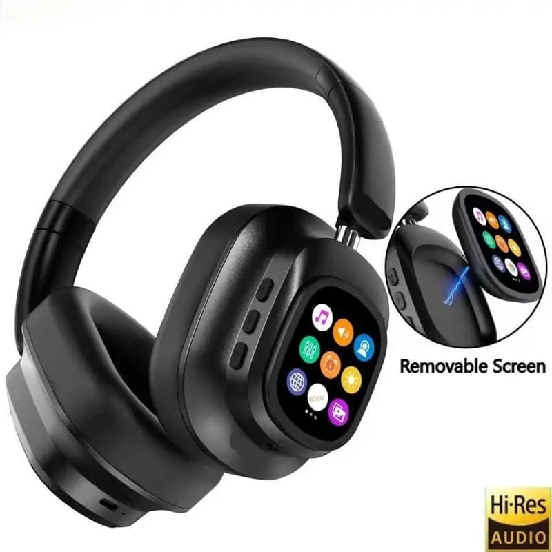 AI LCD Touch Screen Shock Bass HIFI Sound Wireless Bluetooth Headphones ANC Gaming Headphones with Noise Reduction With Microphone