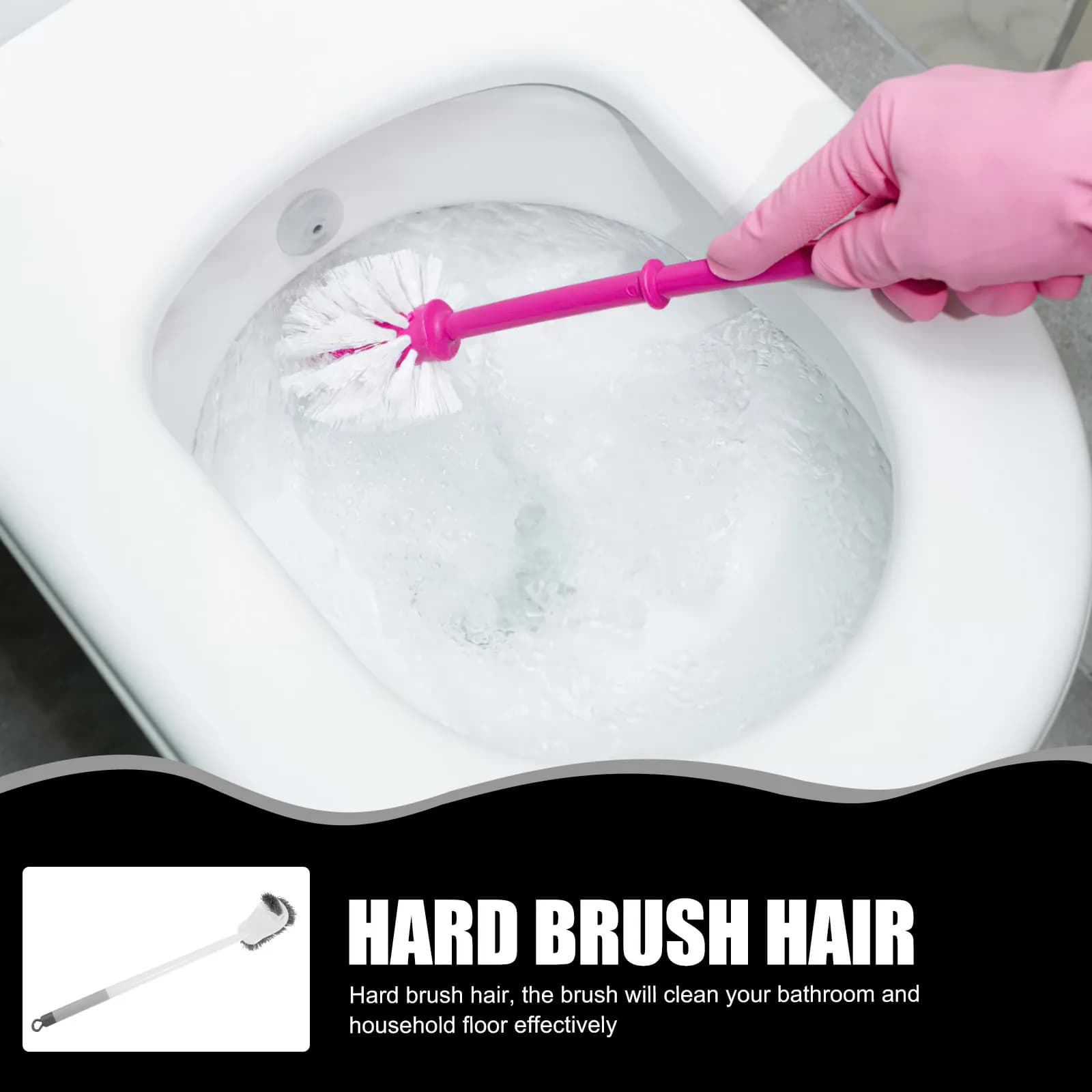 Spazzola per WC Resistente con Setole Dure, Strumento per la Pulizia del Bagno, per Vasca, Piastrelle, Pavimento, Doccia, Montabile a Parete, Salvaspazio