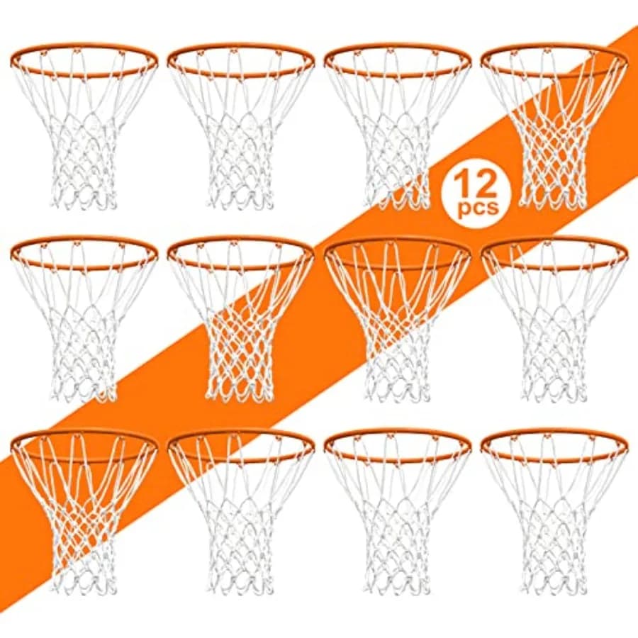 Rete da Basket di Ricambio per Esterni, Rinforzata e Resistente, Anti-Schiaffo, Adatta a Tutte le Condizioni Atmosferiche, Compatibile con Standard Interni o Esterni, 12 Anelli