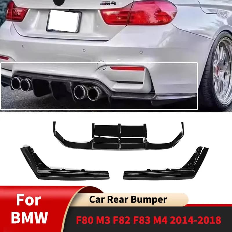 3PCS Paraurti Posteriore Diffusore Splitter Spoiler Labbro per BMW F80 M3 F82 F83 M4 2014-2018 Corpo Inferiore Kit Accessori Paraurti Posteriore guardia