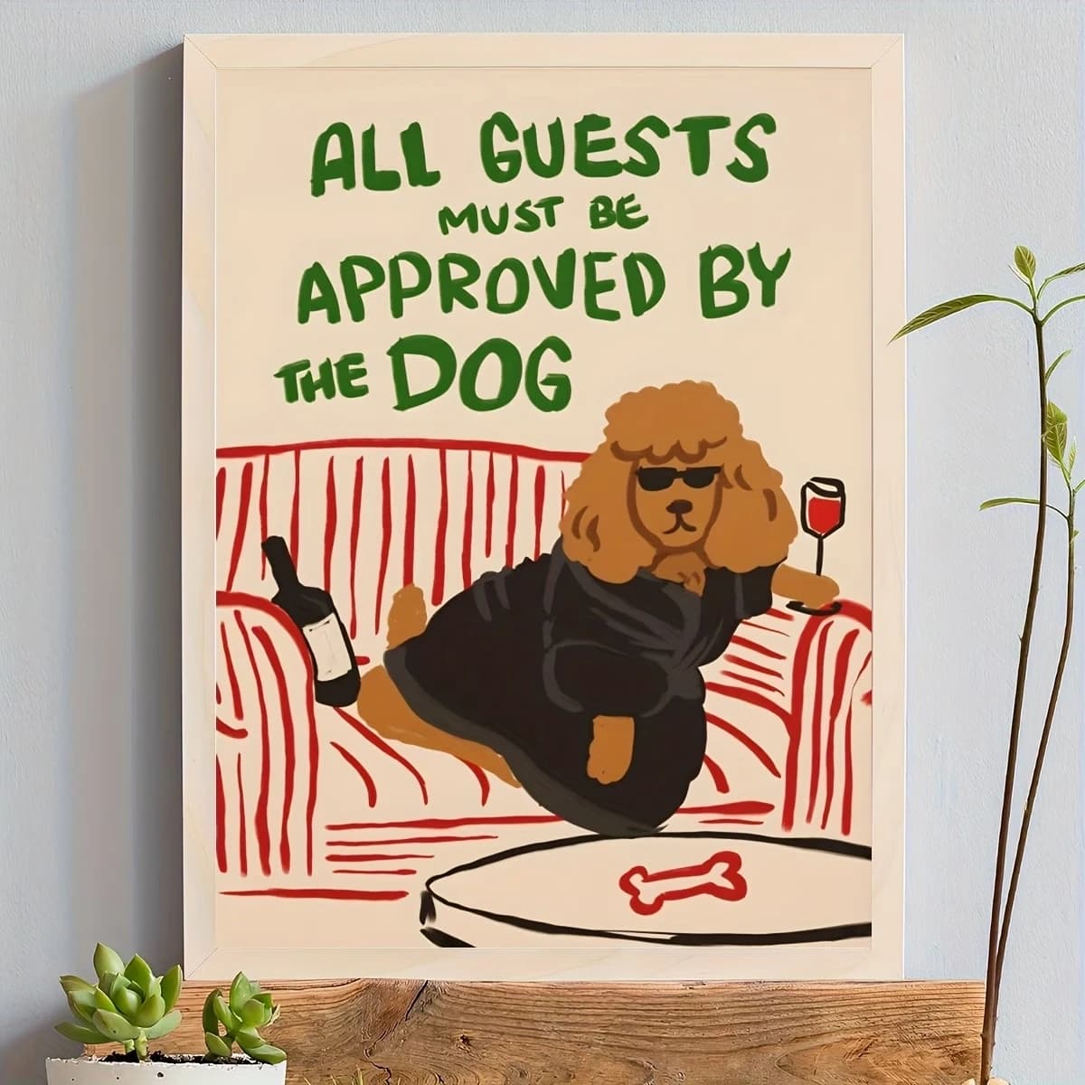 Stampa artistica moderna su tela con cane divertente in stile cartone animato, poster per soggiorno, camera da letto, decorazioni per la casa