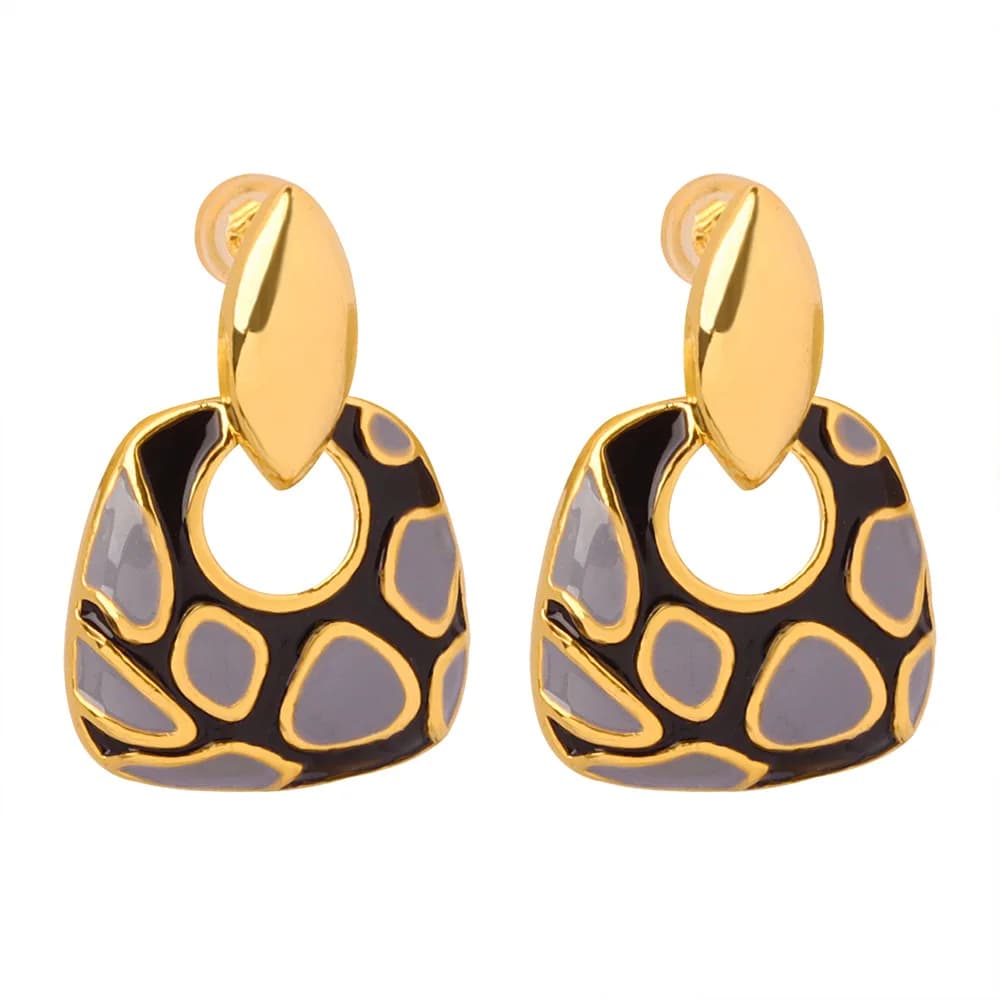 Fashion Square Drop Earrings for Women Black Brown Oil Drop Copper New Earrings Female Waterproof Jewelry Gift Wholesale