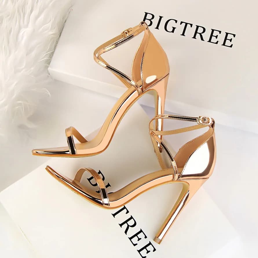 Scarpe da donna di lusso open toe tacchi alti moda pelle verniciata donna tacchi a spillo 11 cm sandali con tacco estivo scarpe da festa da donna