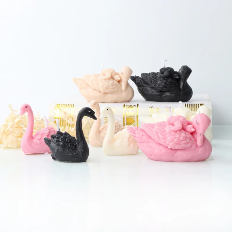 Mommy Child Swan stampo per candele in Silicone fai da te animale uccello sapone resina gesso fare Set cera d'api cioccolato ghiaccio stampo decorazioni per la casa regali