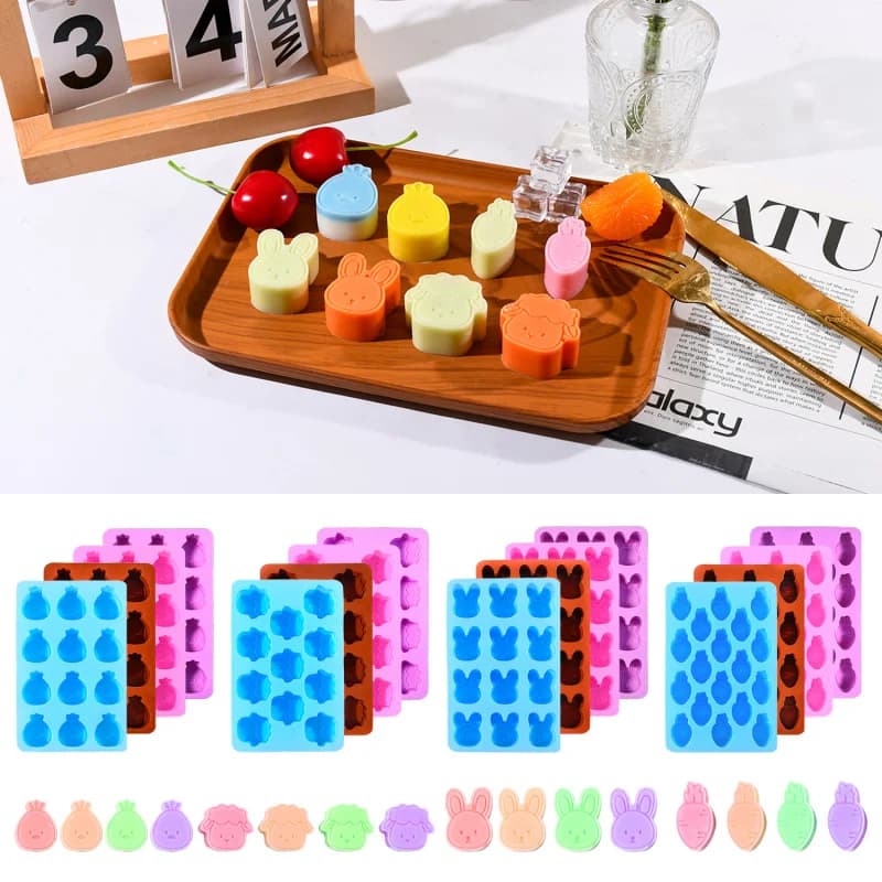 Stampo epossidico fai-da-te Serie animali Vassoio per ghiaccio multiplo Stampi in silicone per cottura