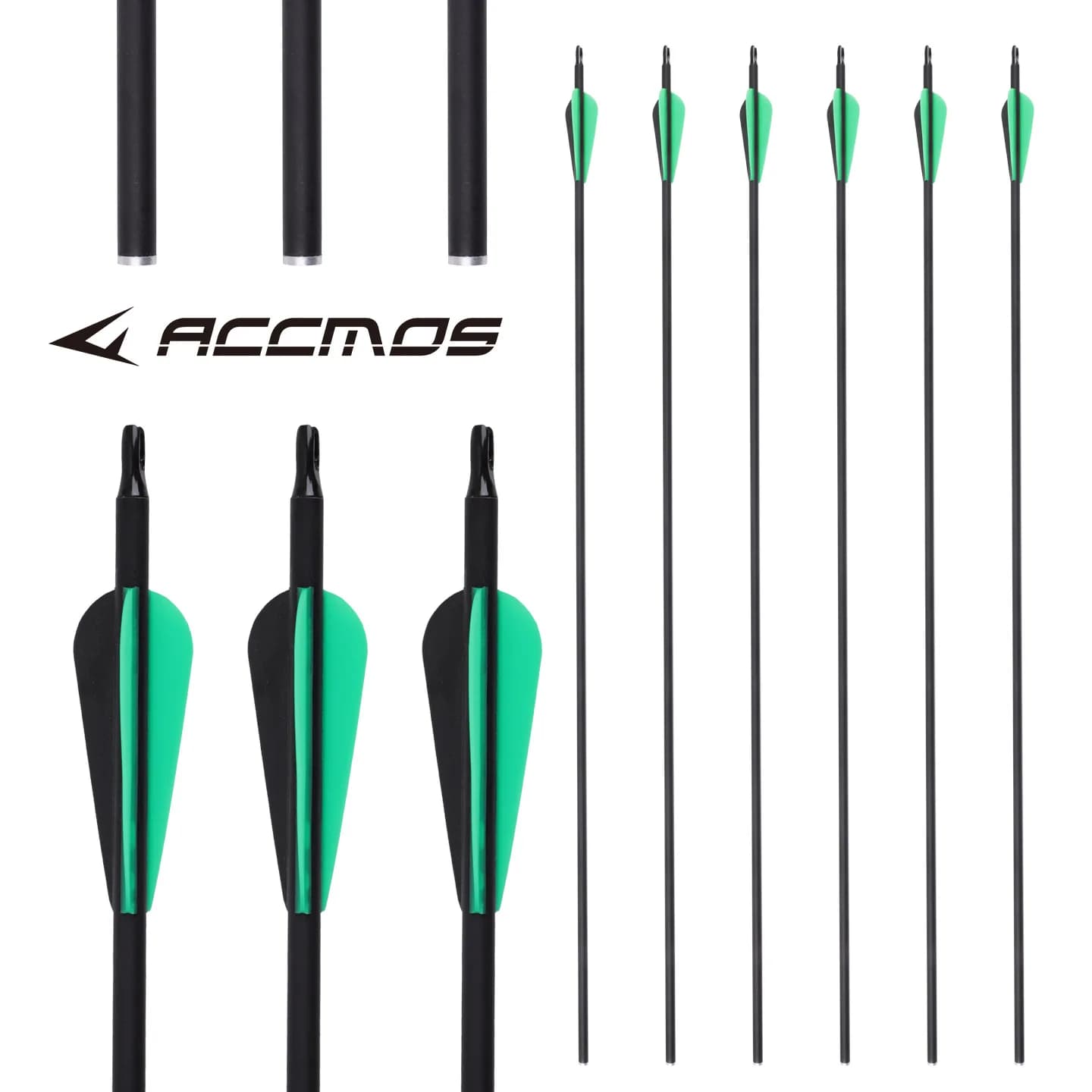 6/12/24pc tiro con l'arco da caccia 30 pollici freccia in carbonio colonna vertebrale 500 per arco composto/recurvo senza punta di freccia