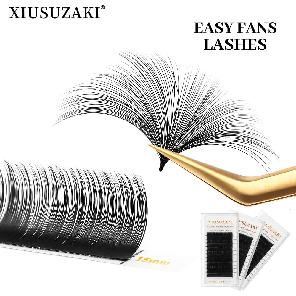 XIUSUZAKI Easy Fan Lashes Automatic Flowering Soft Volume Fans Pre-packed Eyelash Extensions Fake Visone Tools for Make-up that blooms fast