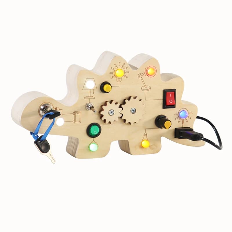 Fabbrica di prodotti per bambini Vendita calda 2023 Interruttore della luce a LED in legno Giochi da tavolo occupati Giocattoli sensoriali educativi Montessori per bambini