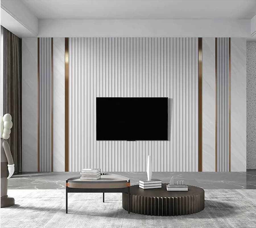 Personalizzato grande moderno semplice luce di lusso griglia venatura del legno pacchetto a righe TV sfondo parete soggiorno camera da letto divano decorazione