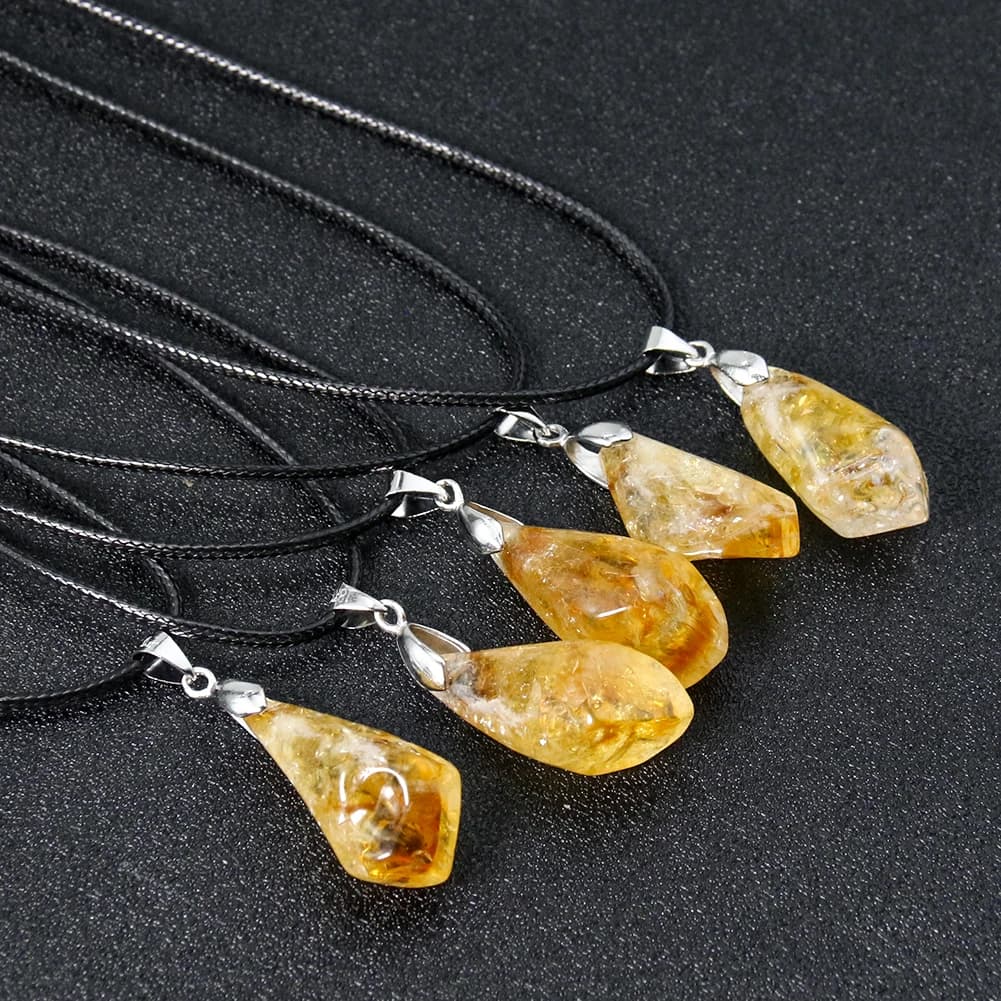 1PC collana citrino naturale guarigione energetica Reiki Rock minerale quarzo cristallo pietra ciondolo gioielli girocollo per le donne