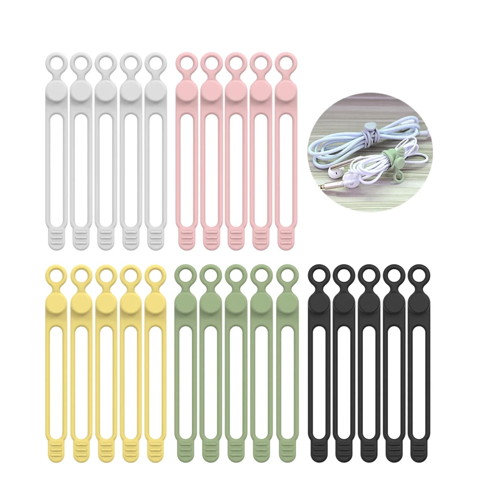 Fascette in Silicone, Organizzatore per Cavi, Fascette Riutilizzabili, Organizzatore da Viaggio per Cavi, Fascette Elastiche Carine, Legacci per Cavi