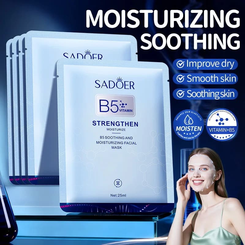 10PCS Maschera viso alla vitamina B5 Idrata, sbianca, rimuove l'ingiallimento, rimuove i punti neri e le macchie scure, idrata e illumina il tono della pelle