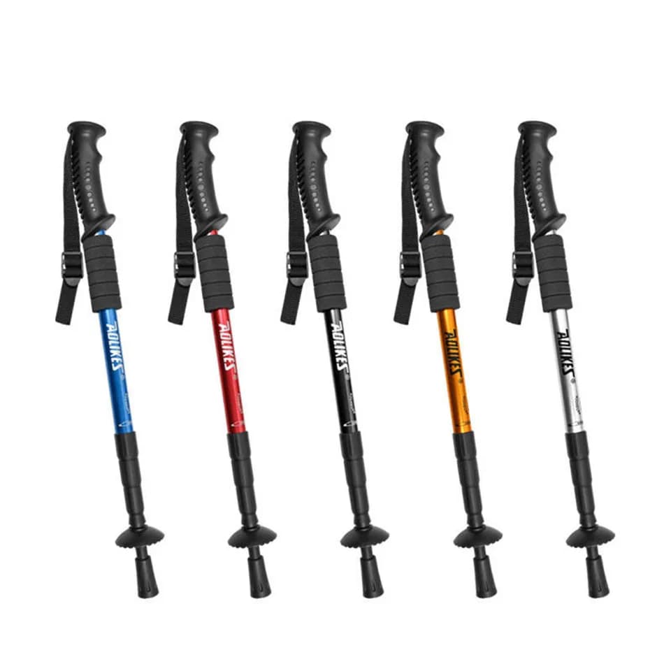 Aluminum Alloy Adjustable Height 52‑110cm Hiking Poles, Straight/T‑Handle Optional Trekking Sticks for Camping Mountain Climbing