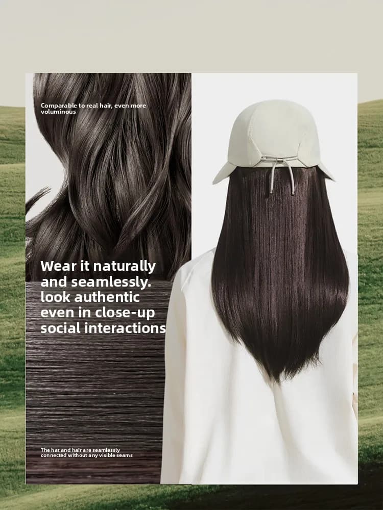 Women's Sun Hat with Banana Sheet and Integrated Wig, UPF50+ UV Solar Protection, Casual Style, Larga Tesa, for Fishing