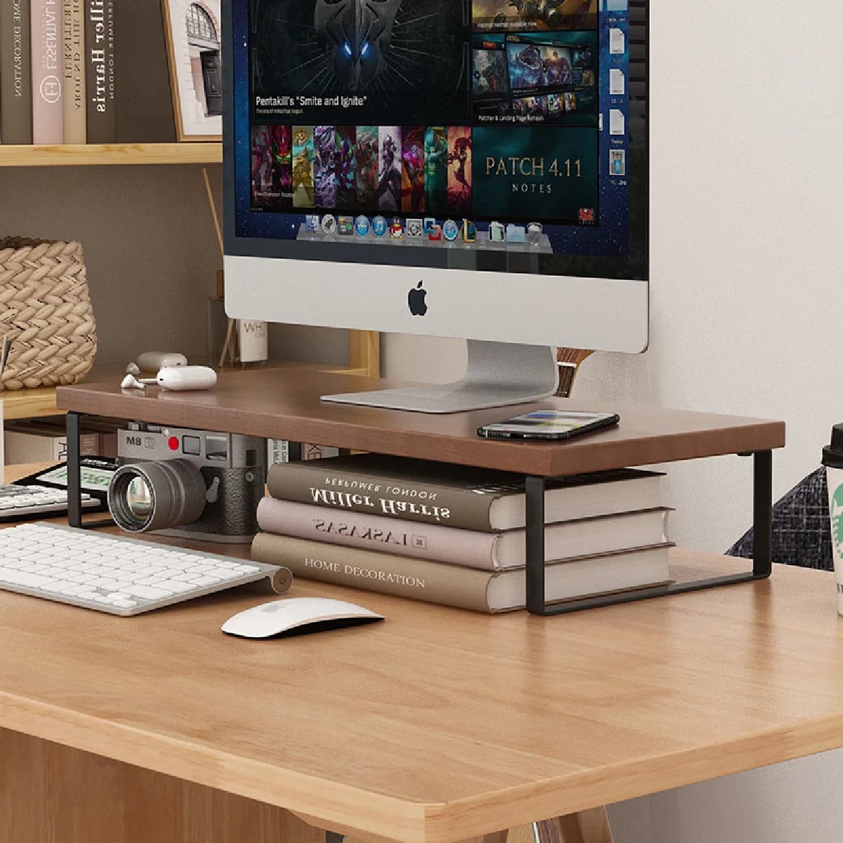 Desk Monitor Ergonomic Support with Organizer, PC Screen Stand with Vano Storage
