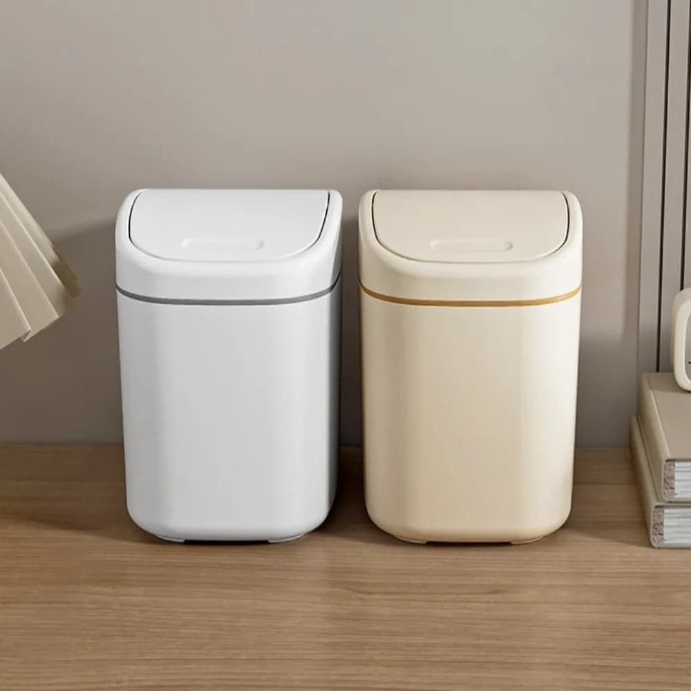 Swing Top Lid Desktop Wastebasket Sealed Design Thickened Small Garbage Can Dustproof Large Capacity Mini Trash Can Desktop Use