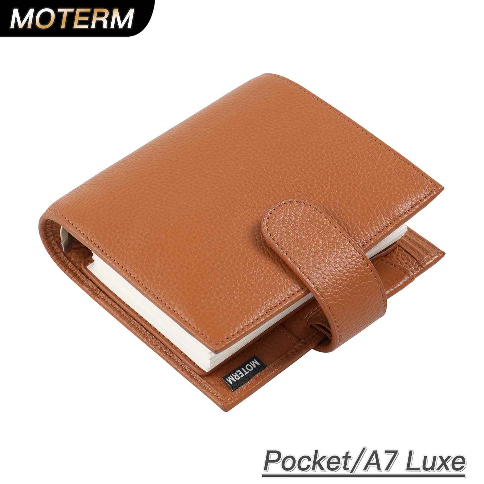 Agenda Tascabile Moterm Luxe Serie 2.0 in Pelle Martellata A7 con Anelli da 30MM, Mini Organizer, Diario e Blocco Note