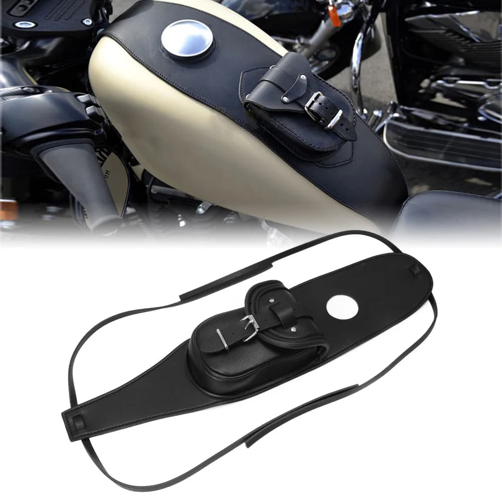 Copertura per Borsa Serbatoio in Pelle PU Nera per Harley Sportster XL883 1200 X48 Dyna, Borsa Universale per Serbatoio Moto