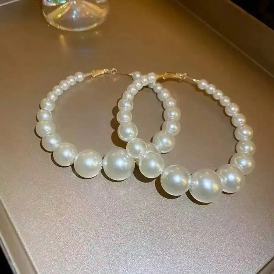 Minimalist Pearl Hoop Earrings For Women Fashion Jewelry Gift