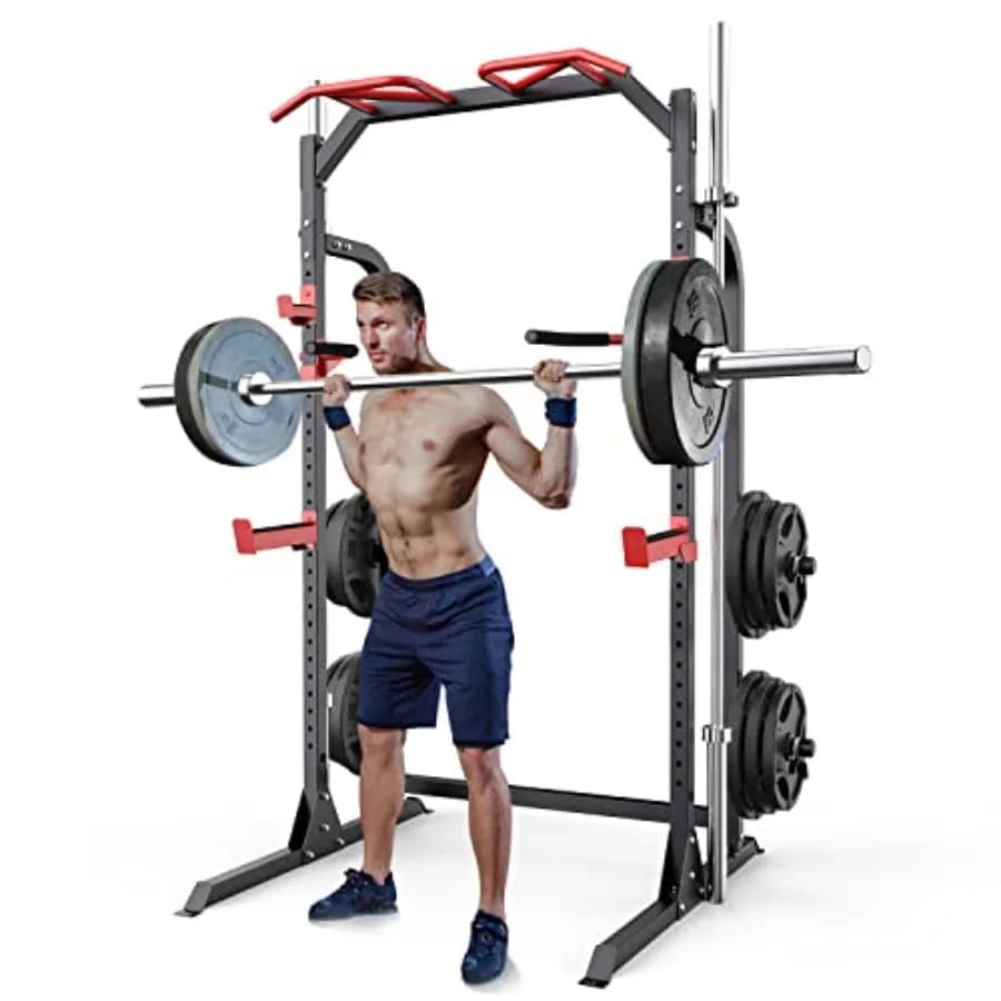 Power Cage Squat Rack Power Multifunction Rack with pull-out hooks Diving handles Weight plate storage