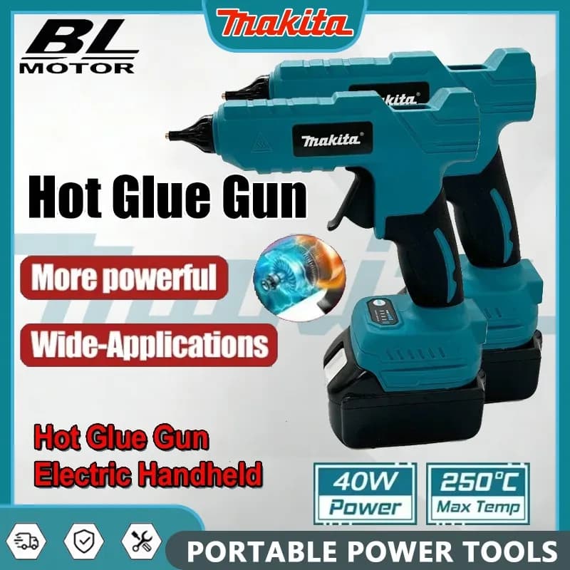 Pistola per colla a caldo Makita senza fili 18V, alimentata a batteria, per artigianato domestico e fai da te, per stick di colla da 11mm