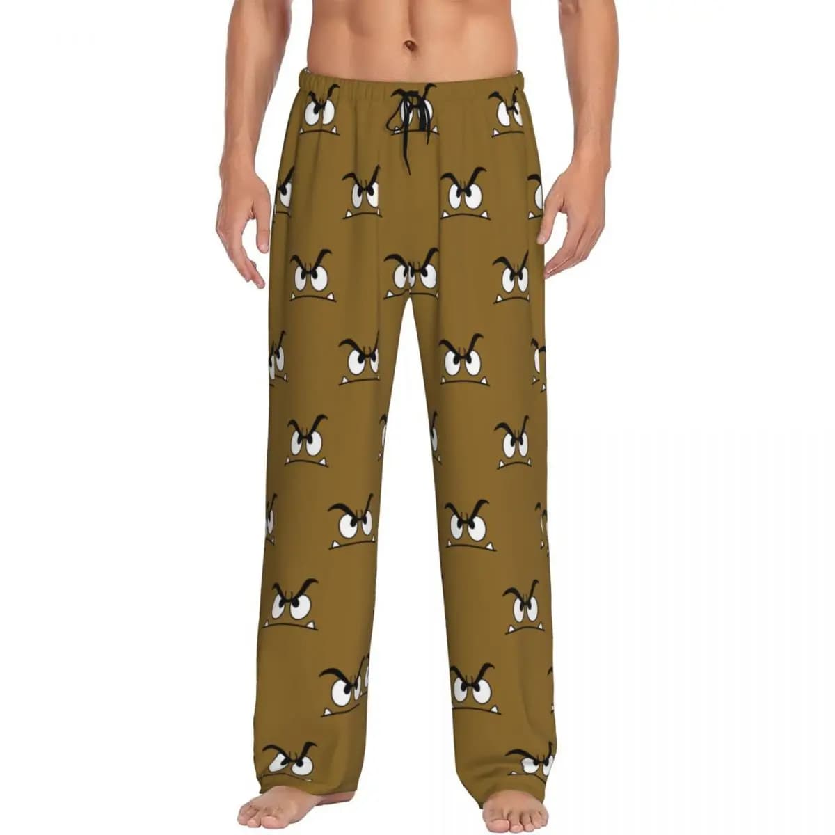Custom Goomba Face Pajama Pants Men Sleepwear Sleep Lounge Bottoms with Pockets