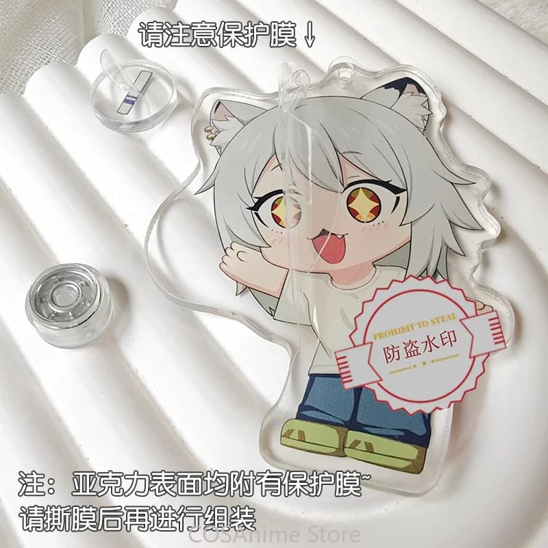 Yani Neko Chainsmoker Cat Anime Cosplay Keychain Manga Acrylic Rotating Keychain Cute Pendant Backpack Handbag Charm