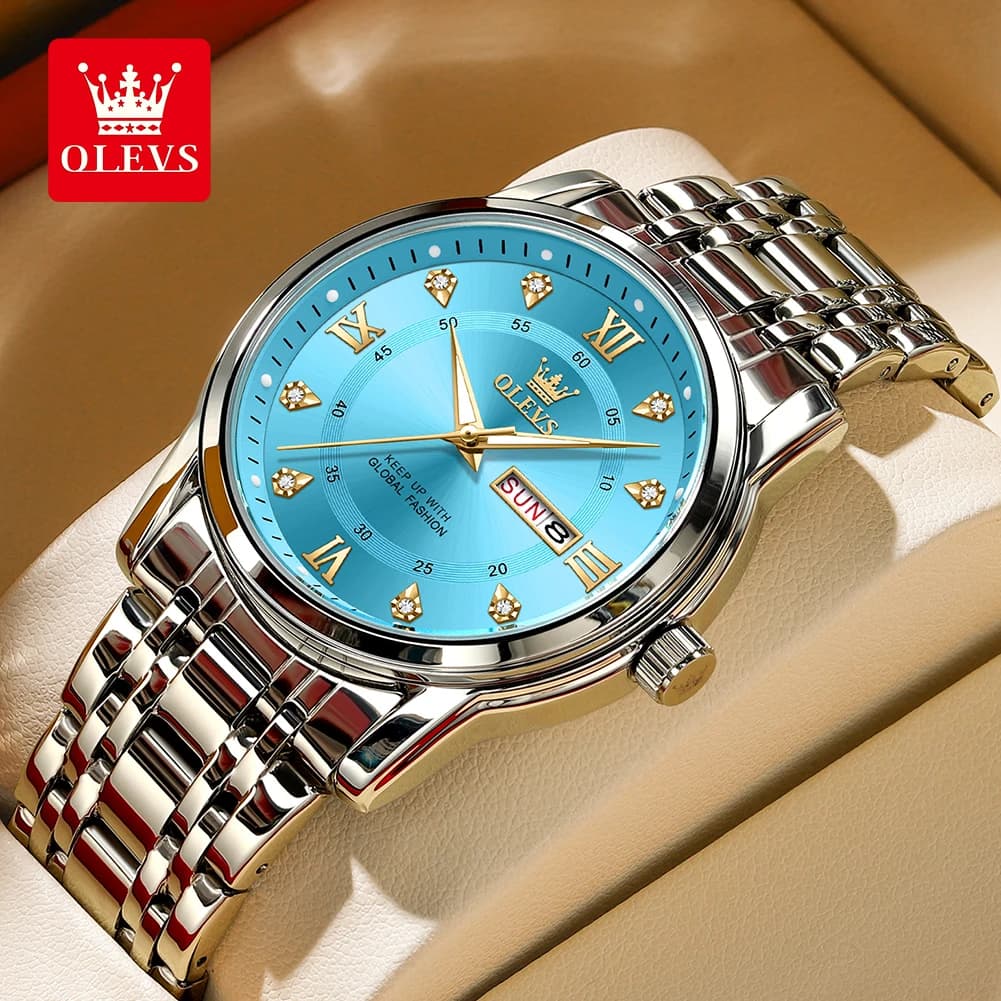 OLEVS Orologio al quarzo da uomo delle migliori marche Orologio da polso da uomo d'affari classico Doppio calendario Orologi da uomo impermeabili (nuovo esclusivo)