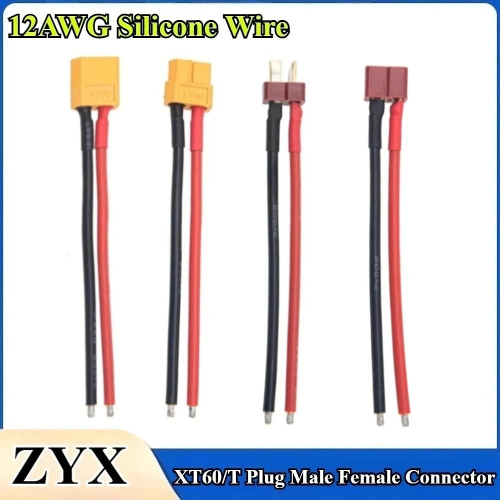 XT60 T Spina Maschio Femmina Connettore con 10/15/20 ~ 50 cm 12AWG Cavo in Silicone per RC Drone Quadcopter Auto Barca Lipo Batteria ESC