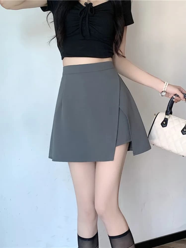 High Waist A-Line Skirt Women's plus Size Summer Fashion Korean Style Commute Pure Color Half Body Skirt