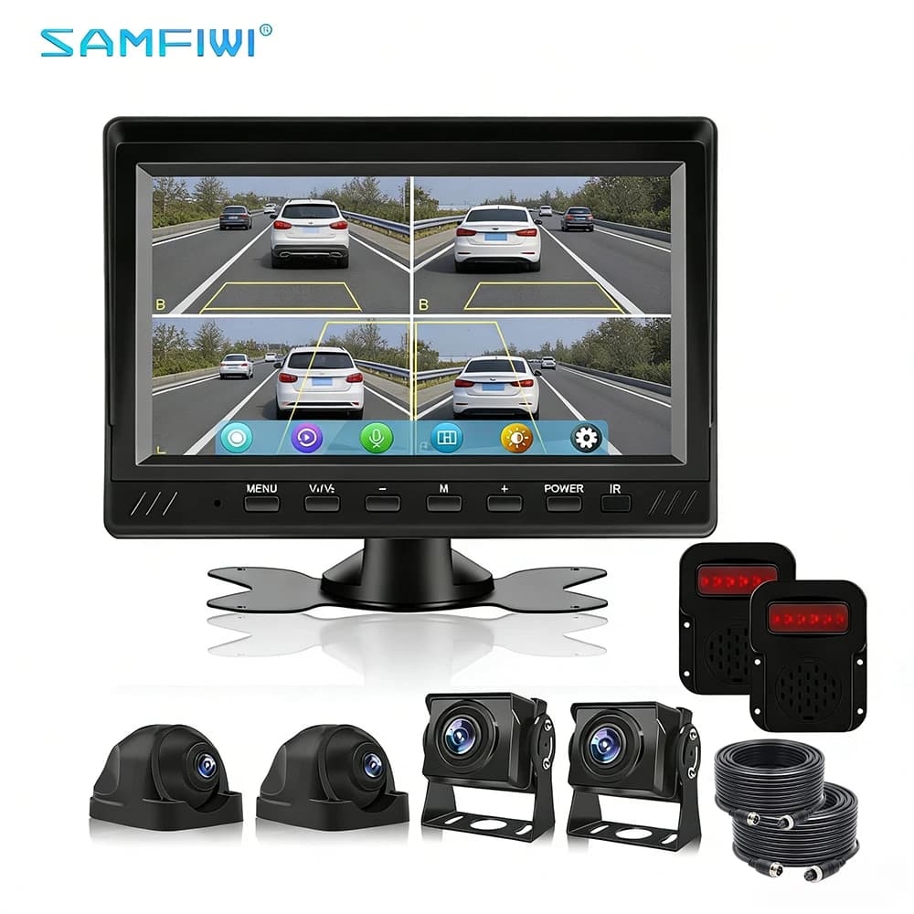 Monitor DVR 4CH AHD IPS da 7 Pollici 1080P con Telecamera Posteriore e Sistema di Rilevamento Punti Ciechi BSD per Veicoli Commerciali