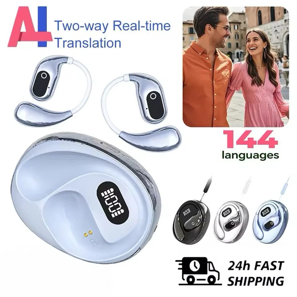 Cuffie Traduttore XG99, 144 Lingue, Traduzione Wireless in Tempo Reale, Auricolari Bluetooth Impermeabili per Viaggi d'Affari