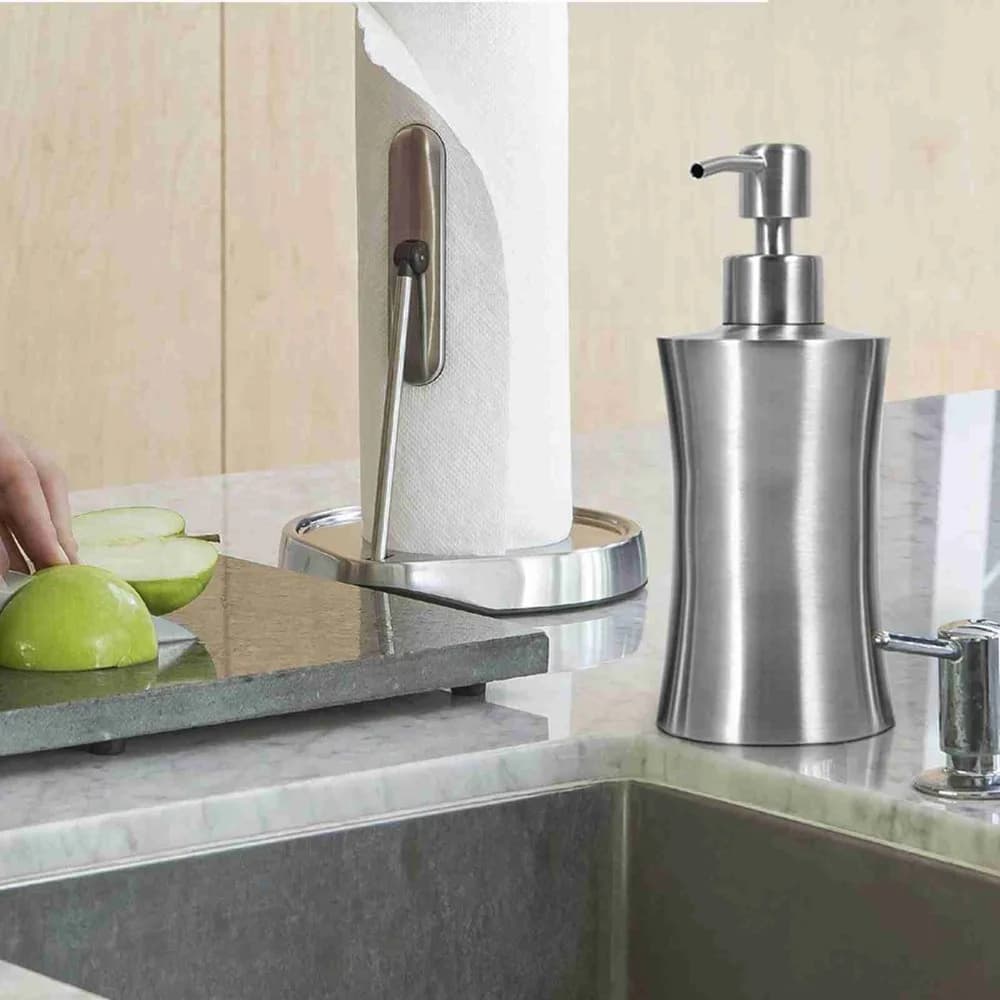 Dispenser in Acciaio Inox 304, 250ml, Argento, con Pompa, Bottiglia Dispenser per Lozione, 400ml, Dispenser per Sapone Liquido
