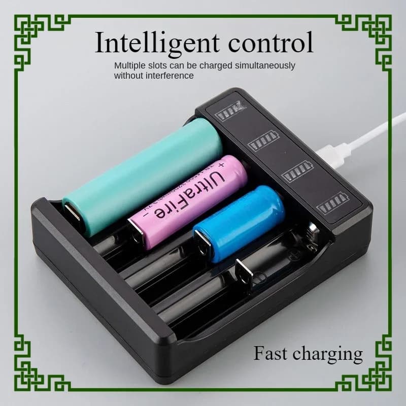 Caricabatteria universale con cavo indicatore LED Caricabatterie al litio ricaricabile rapido intelligente da 3,7 V per 18650 16650 14500