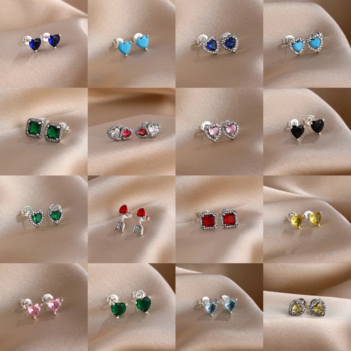 Orecchini in Argento Sterling 925 per Donne, con Zirconio Rosso e Nero, Gioielli Vintage alla Moda, Regalo per Lei