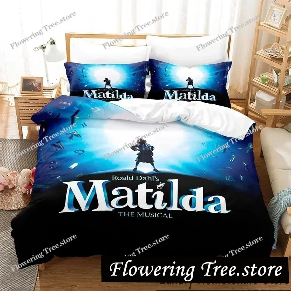 Set di biancheria da letto 3D Print Matilda The Musical per ragazzi e ragazze, copripiumino, federa, letto singolo, matrimoniale, king size, per ragazzi e adulti