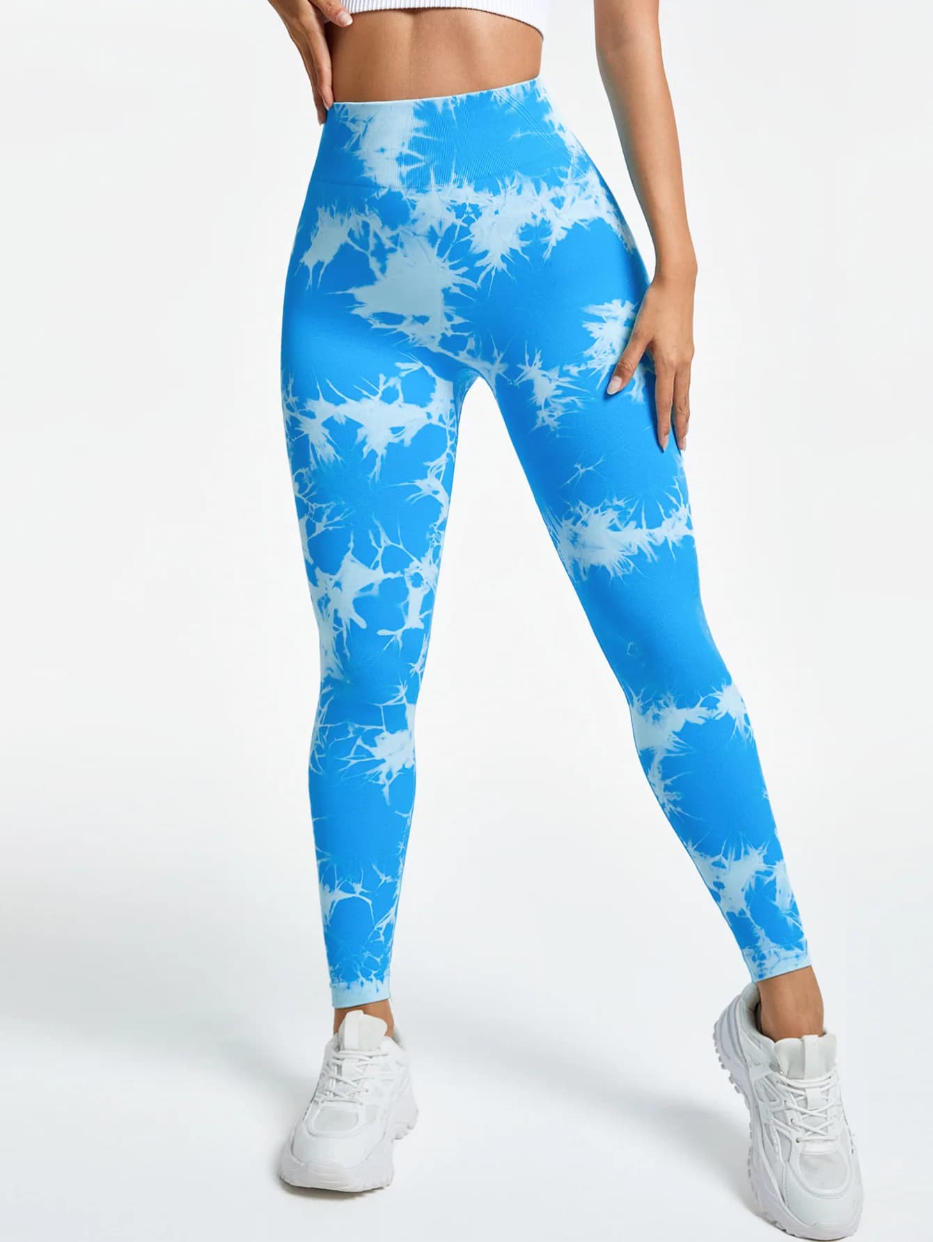 Pantaloni da yoga tie-dye da donna, a vita alta, aderenti, ad asciugatura rapida, per sport, con effetto push-up sui glutei, per corsa e fitness
