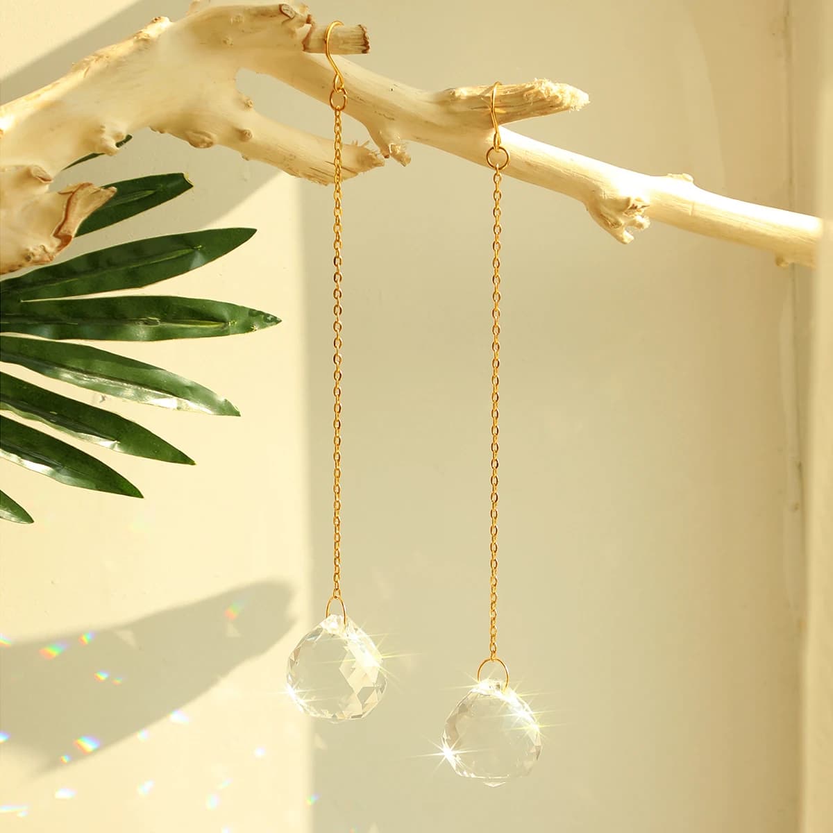 2 pezzi di vetro colorato Suncatcher sfera di cristallo prisma Sun Catcher finestra interna arcobaleno Maker appeso palla trasparente giardino regalo esterno