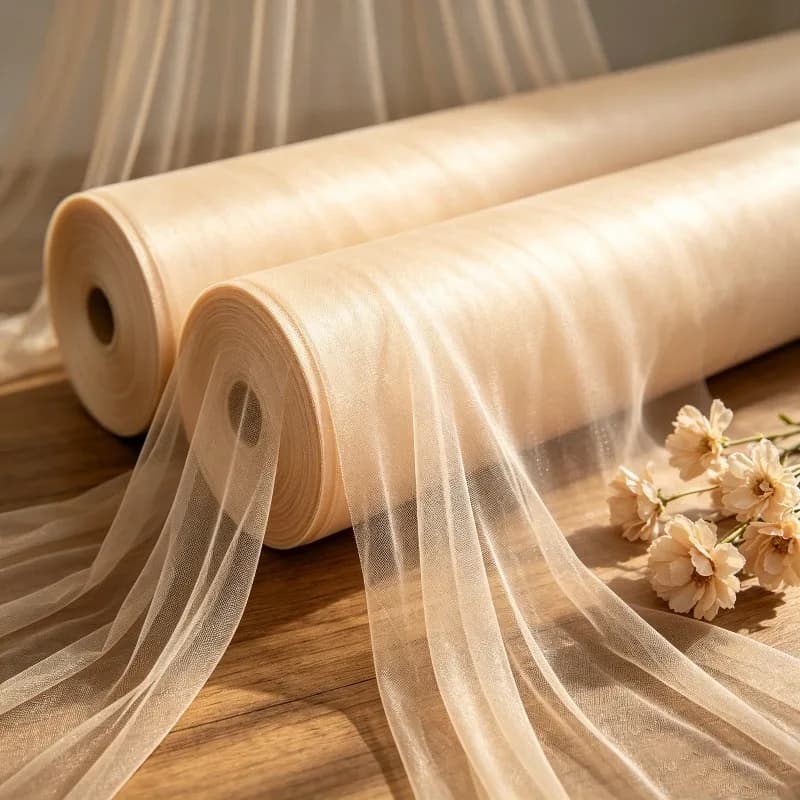 Champagne Sheer Tulle Ceiling Drape, Transparent Mesh Swag Curtain for Wedding Engagement Birthday Christmas Annual Party