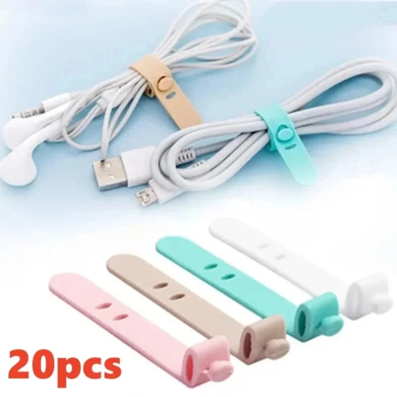 4/8/24pcs Silicone Cable Ties Wire Cord Organizer Earphone Management Wrap Straps for Bundling Desk Cable Cords & Wires Winder