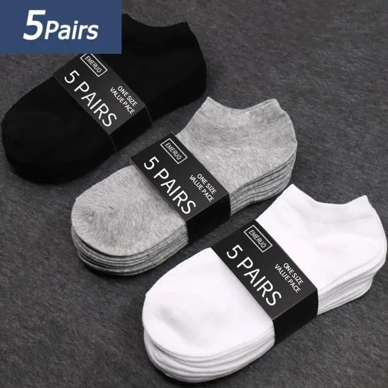 Calzini da uomo tinta unita nero bianco grigio calzini sportivi in cotone traspirante invisibile calzini corti da uomo donna uomo Sox 10/5 pezzi