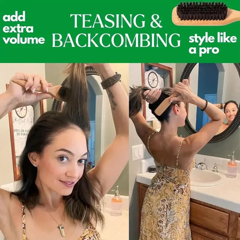 1/2/3/4/5pcs Boar Bristle Brush & Comb Set - for Smooth Back Brushing, Detangling,Smoothing - Odorless, Gentle & Easy to Clean