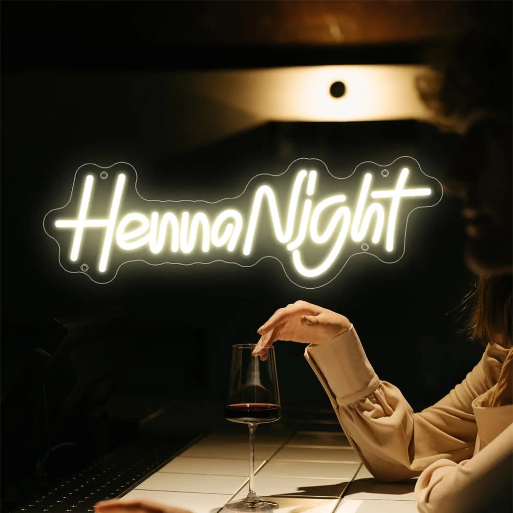 Insegna al neon a LED per notte all'henné Insegne al neon per matrimoni Decorazione nuziale per la camera da letto di nozze Sala per feste Arte della parete Decorazioni per feste Insegna al neon a LED