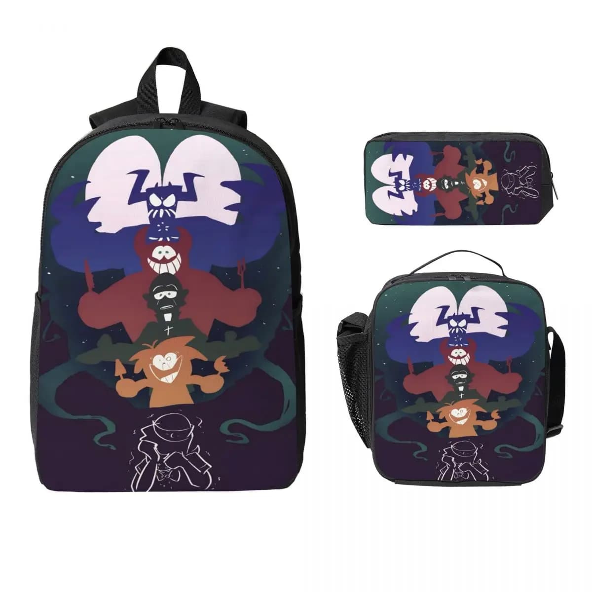 3Pcs Spooky Month School bags Set for Boy Girl Pencil Boxes Backpack Sets with Lunch Box For School Students Knapsack