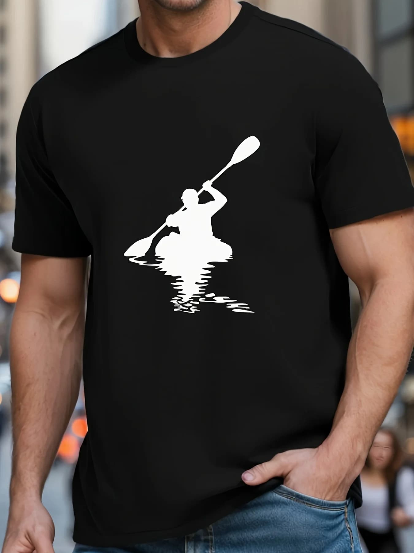 T-shirt da uomo in cotone traspirante a maniche corte con grafica Silhouette Graphic Tee per sport all'aria aperta