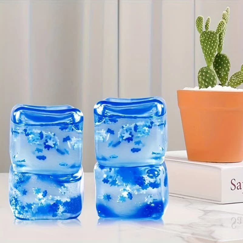 1 Pezzo Giocattolo Antistress Squishy a Forma di Cubetto di Ghiaccio Blu, a Lenta Risalita, Blocco Fiocco di Neve, Fidget Toy
